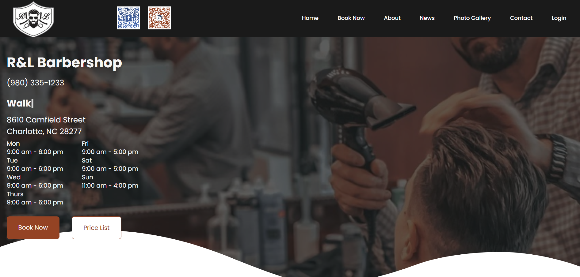 barbershop landing page