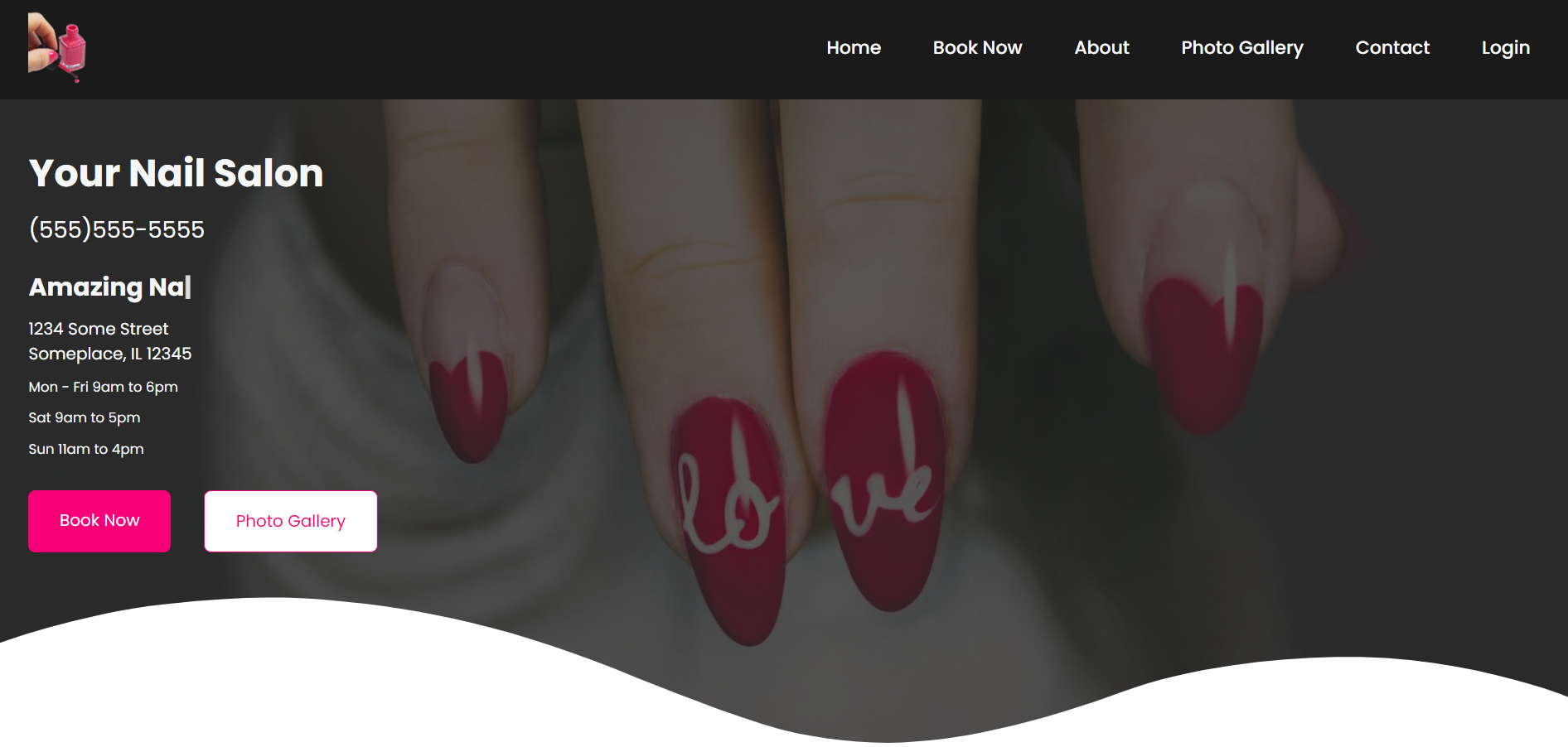 nail salon landing page